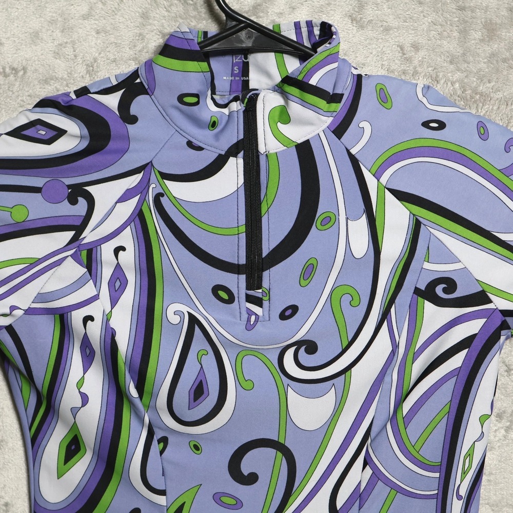 Tzu Tzu Shirt Womens Small Purple Paisley 1/4 Zip Activewear Golf Pickleball Top